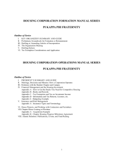 Housing Corporation Formation Manual Series