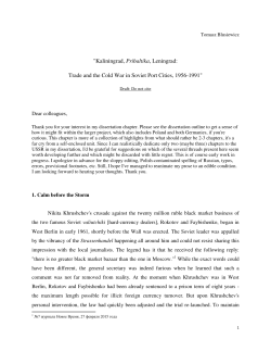 Kaliningrad, Pribaltika, Leningrad: Trade and the Cold War in Soviet