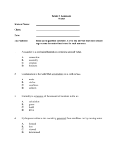 Grade 4 Language Water Student Name: Class: Date: Instructions