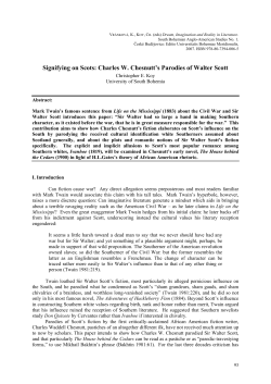 Signifying on Scots: Charles W. Chesnutt`s Parodies of Walter Scott