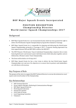BOP Major Squash Events Incorporated POSITION DESCRIPTION