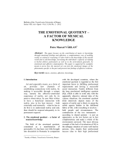 THE EMOTIONAL QUOTIENT &ndash; A FACTOR OF MUSICAL