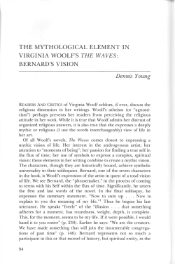 The Mythological Element in Virginia Woolf`s The Waves: Bernard`s