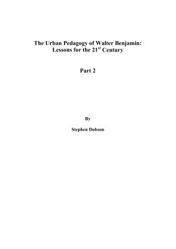 The Urban Pedagogy of Walter Benjamin