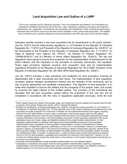 Land Acquisition Law and Outline of a LARP