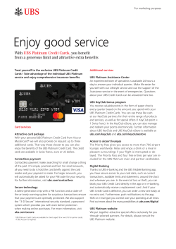 Platinum Credit Card product information sheet