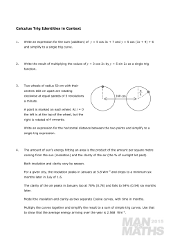 Calculus Trig Identities in Context π 4 160 cm