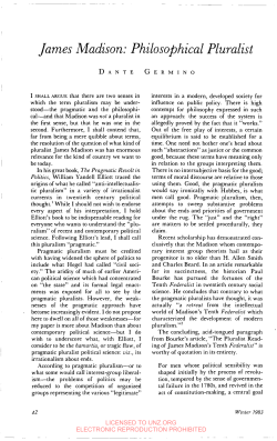 James Madison: Philosophical Pluralist