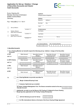 Application for Set-up / Deletion / Change of