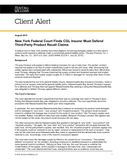 New York Federal Court Finds CGL Insurer Must Defend Third