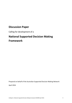 National Supported Decision Making Framework Discussion Paper