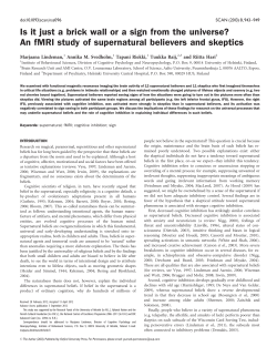 An fMRI study of supernatural believers and skeptics