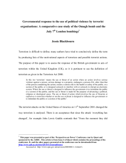Governmental response to the use of political violence by terrorist