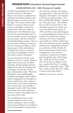 PrOgraM nOteS by Guy Barast, Classical Program Annotator