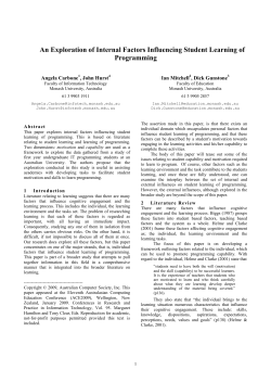 An Exploration of Internal Factors Influencing Student Learning of