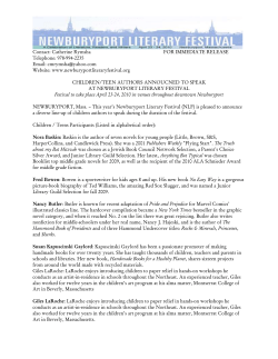 Contact: Catherine Rymsha - Newburyport Literary Festival