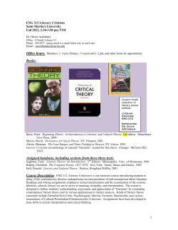 ENG 312 Literary Criticism - Personal homepage directory