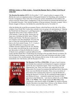 #490 Red Armies vs. White Armies &ndash; Toward the Russian `Red vs