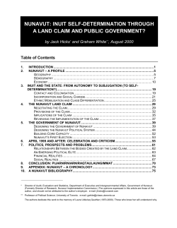 nunavut: inuit self-determination through a land claim and public