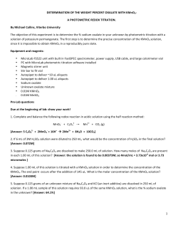 Exp. DETERMINATION OF THE WEIGHT PERCENT OXALATE BY