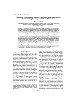 Geographic Differentiation, Cladistics, and Vicariance Biogeography