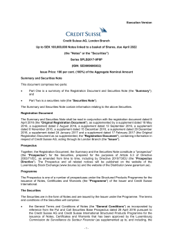 Execution Version Credit Suisse AG, London Branch Up