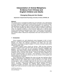 Interpretation of Animal Metaphors: Evidence