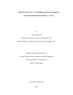 THE INFLUENCE OF AN ENTREPRENEUR`S BACKGROUND ON
