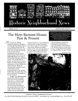 Spring 2015 - The Historic Neighborhood Preservation Program