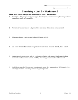 Chemistry &ndash; Unit 5 &ndash; Worksheet 2
