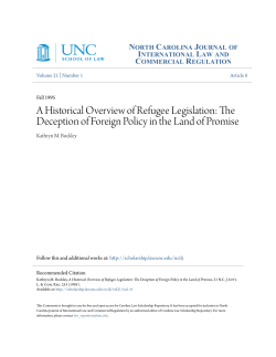 A Historical Overview of Refugee Legislation