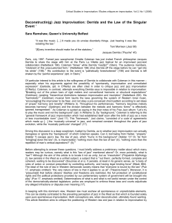 Deconstructin(g) Jazz Improvisation: Derrida and the Law of the