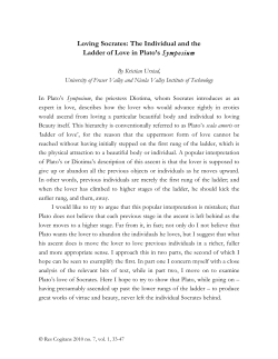 Loving Socrates: The Individual and the Ladder of Love in Plato`s