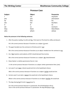 The Writing Center Washtenaw Community College Pronoun Case