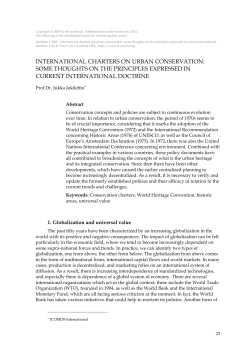 INTERNATIONAL CHARTERS ON URBAN CONSERVATION