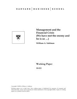 Management and the Financial Crisis