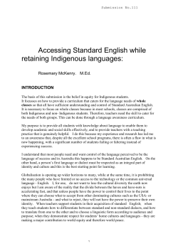 Accessing Standard English while retaining Indigenous languages: