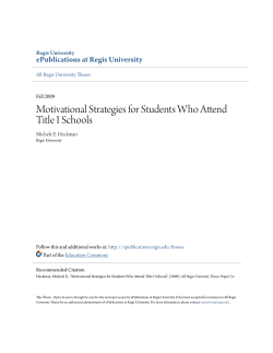 Motivational Strategies for Students Who Attend Title I Schools