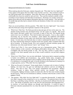 Unit Four: Jewish Resistance