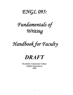 ENGL 095: Fundamentals of Writing Handbook for Faculty DRAFT