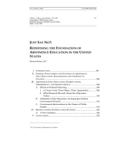 just say no?: redefining the foundation of abstinence education in