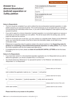 Answer to a divorce/dissolution/(judicial) separation or nullity petition