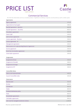 Legal Services price list