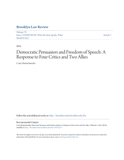 Democratic Persuasion and Freedom of Speech: A