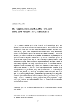 The Purple Robe Incident and the Formation of the Early