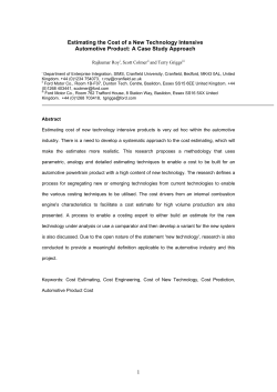 1 Estimating the Cost of a New Technology Intensive