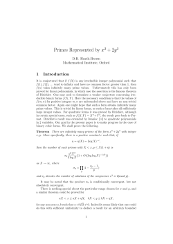 Primes Represented by x3 + 2y3 - The Mathematical Institute