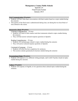 Montgomery County Public Schools Spanish 2A Final Exam Format