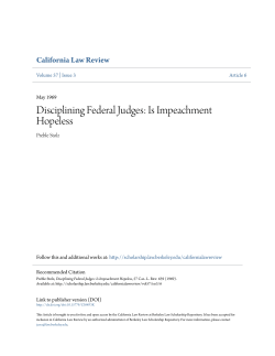 Disciplining Federal Judges: Is Impeachment Hopeless