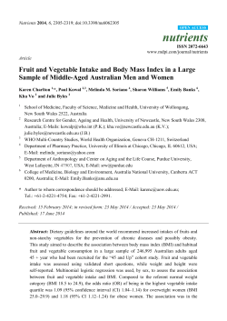 Fruit and Vegetable Intake and Body Mass Index in a Large